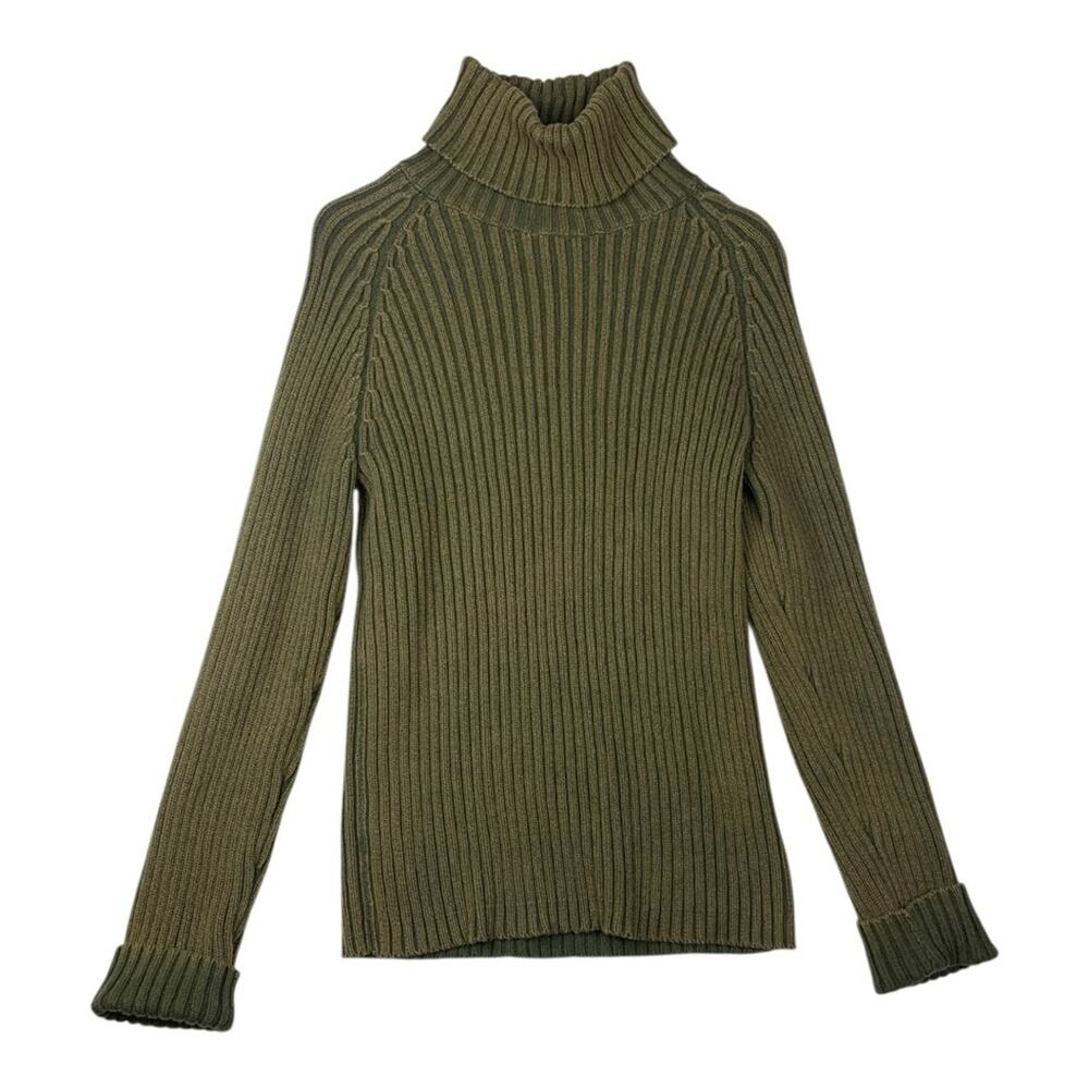 Polo Jean Company size small vintage wool blend green sweater turtle neck hong r